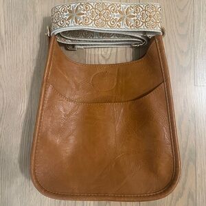 Ahdorned Camel Vegan Crossbody | Camel-Ground Leopard Strap